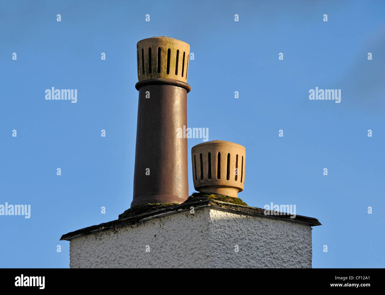 House chimney stack with two pots. Gawith Place, Kendal, Cumbria