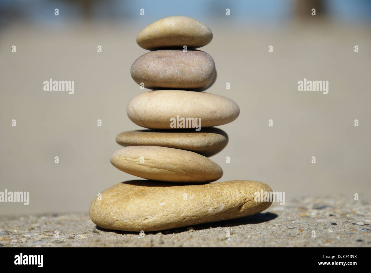 Stacked tower of rocks, relaxing game Stock Photo Alamy
