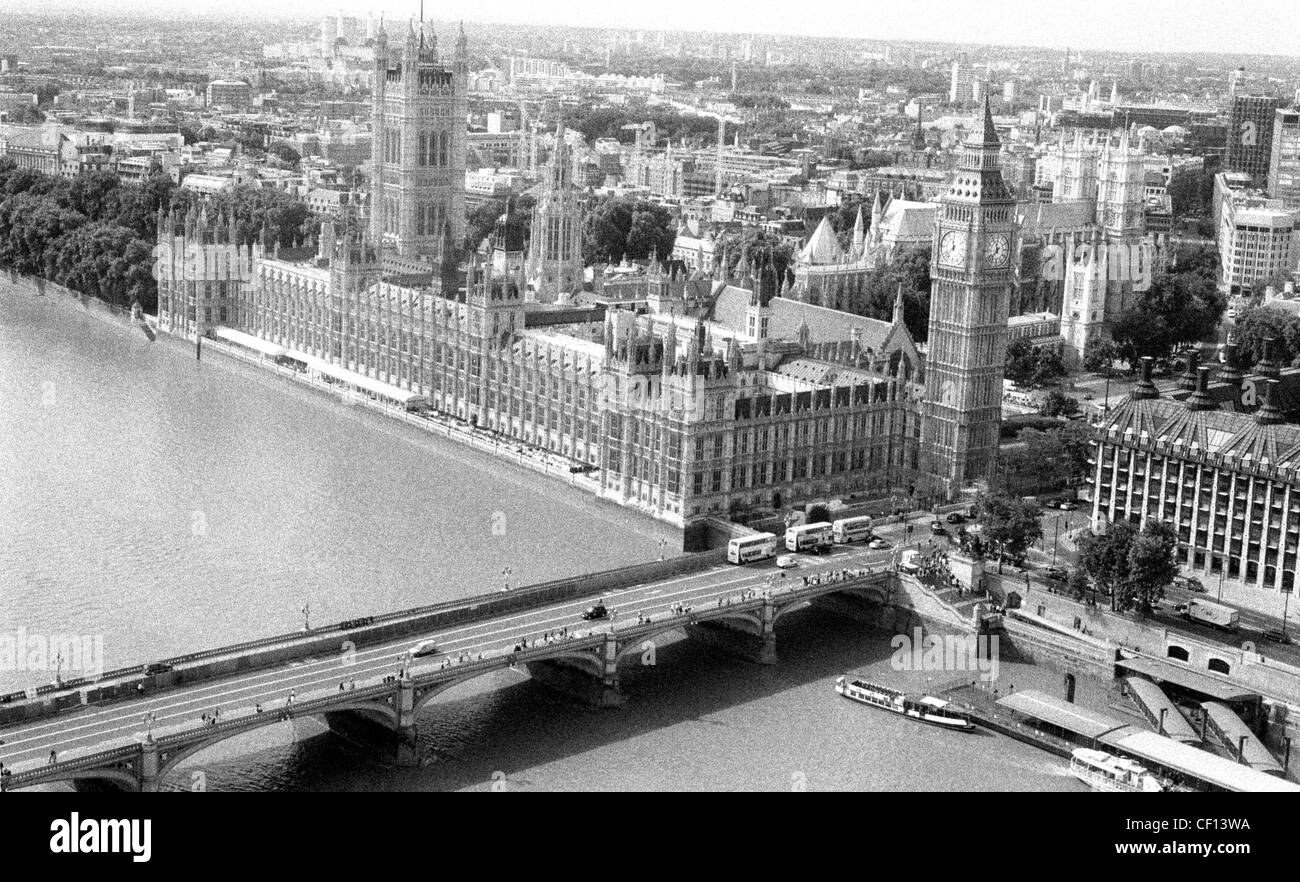 View of the houses of parliament from the london eye Stock Photo