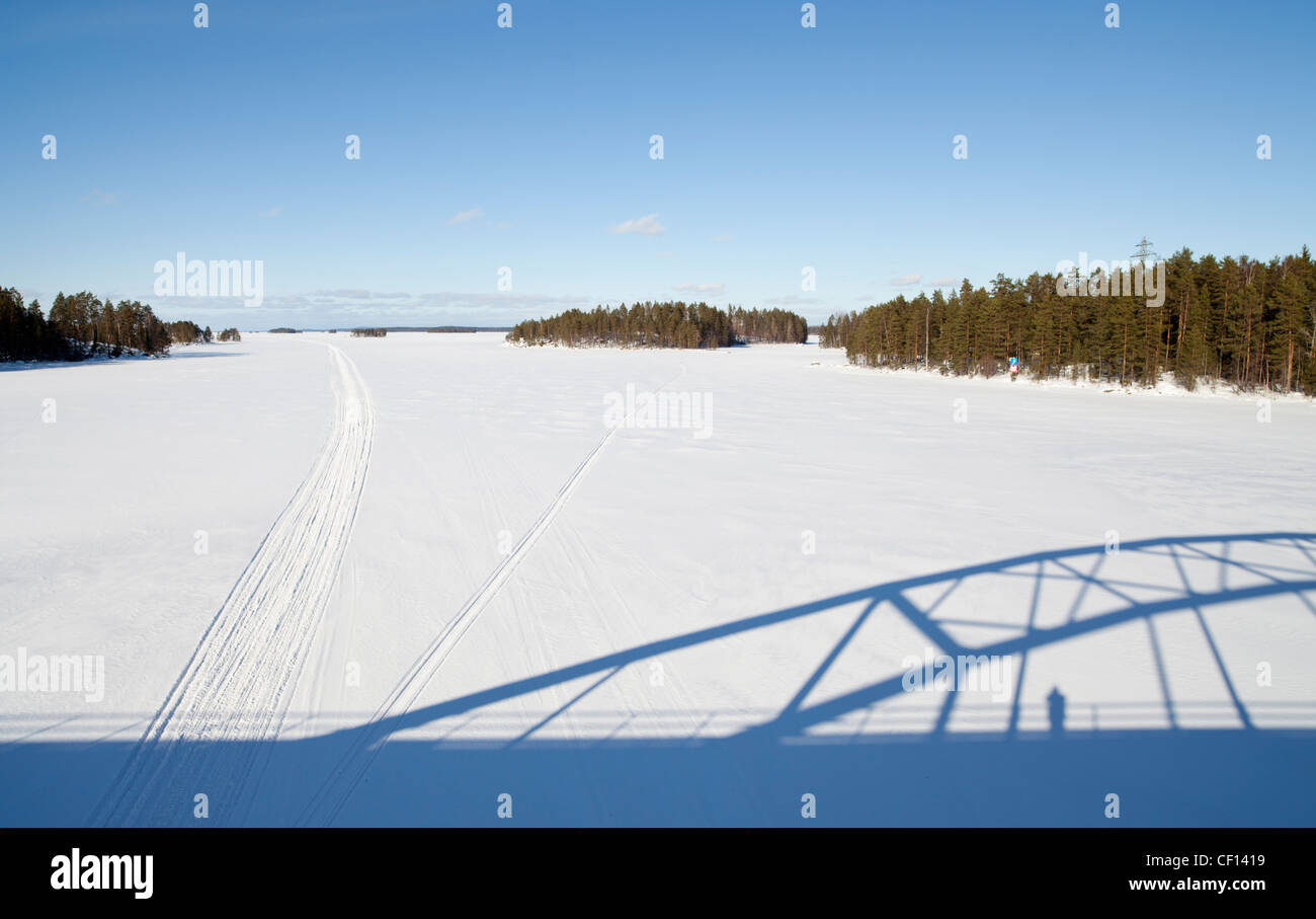 View of Kivisalmi straight at lake Pohjois-Konnevesi Finland Stock Photo