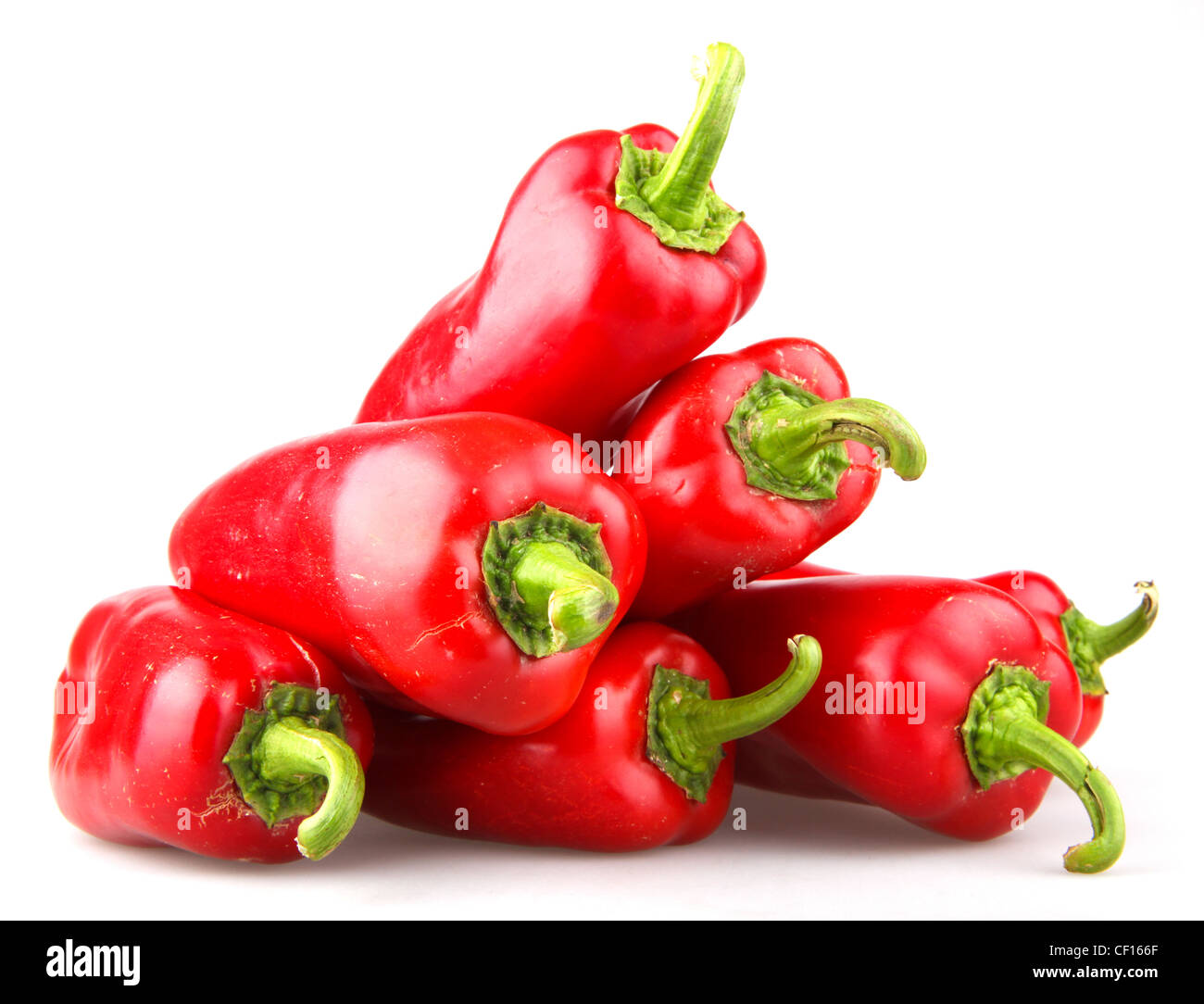 Red chilli peppers on white background Stock Photo - Alamy