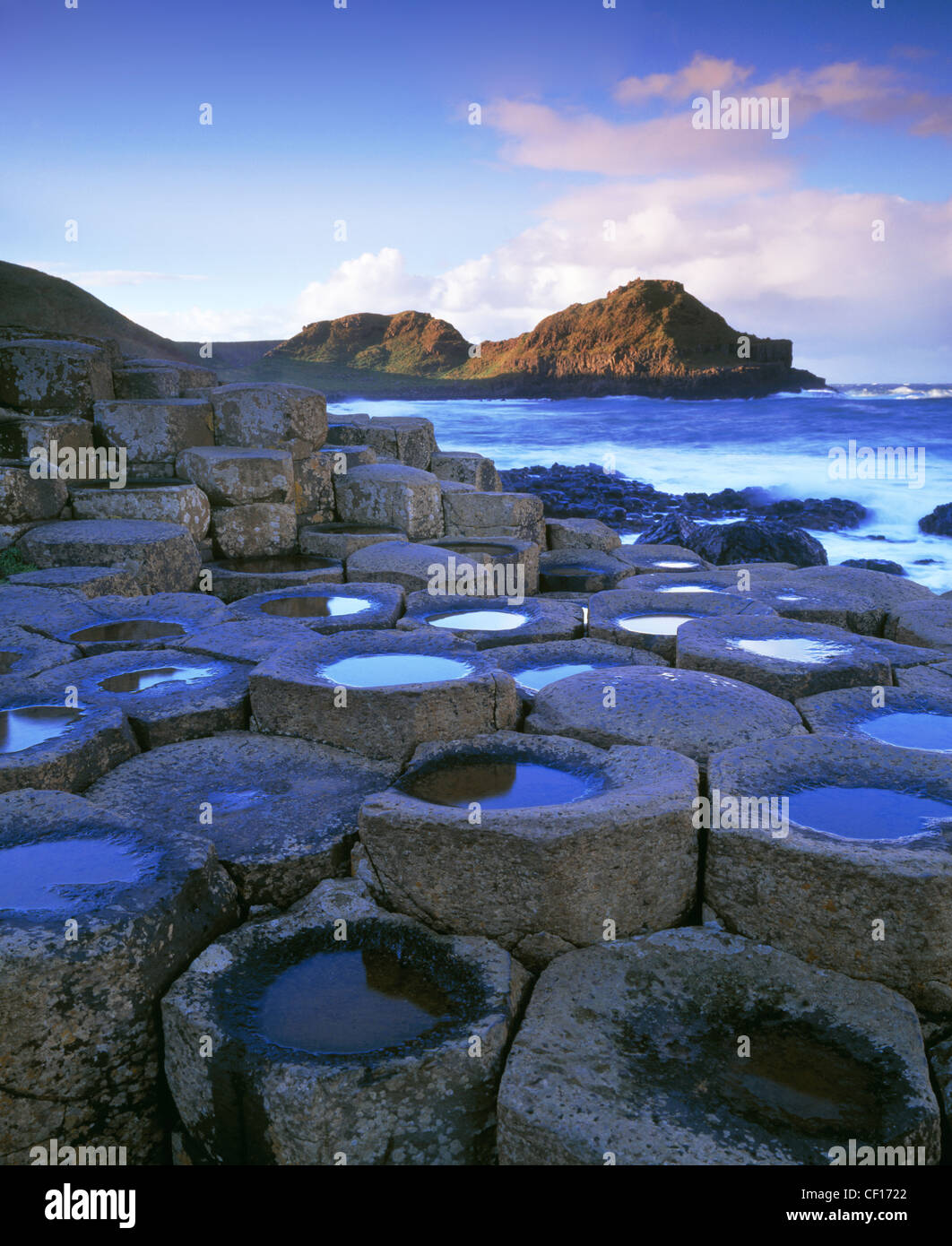 A view of the Giants Causeway in County Antrim Northern Ireland. Stock Photo