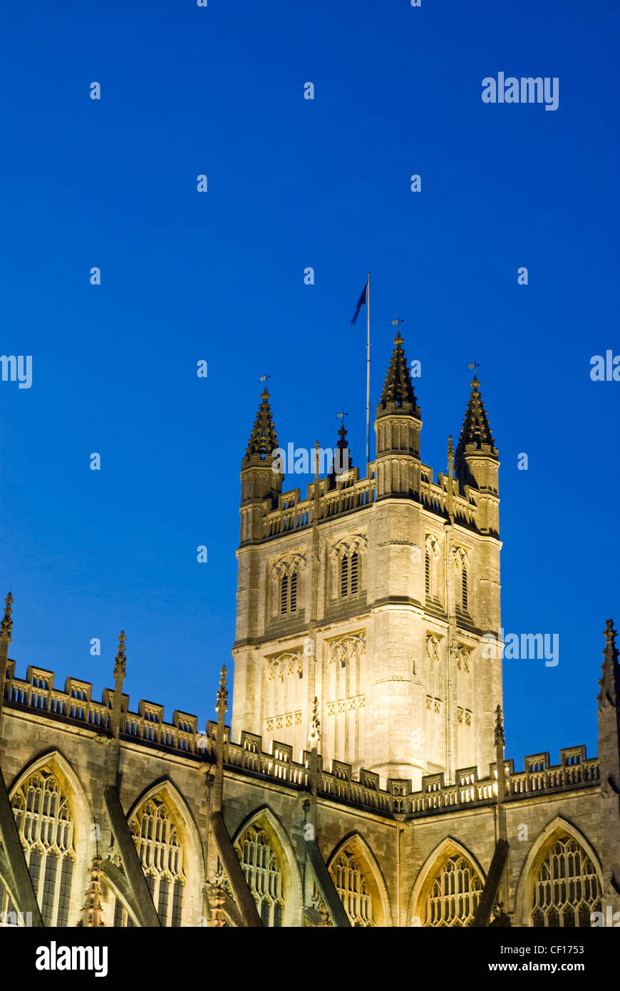A view of Bath Abbey at dusk Stock Photo