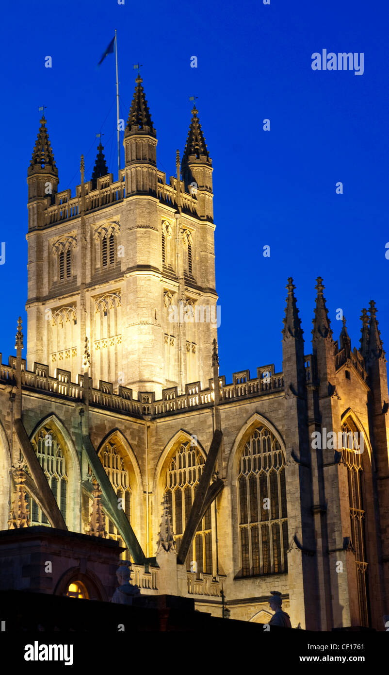 A view of Bath Abbey at dusk Stock Photo