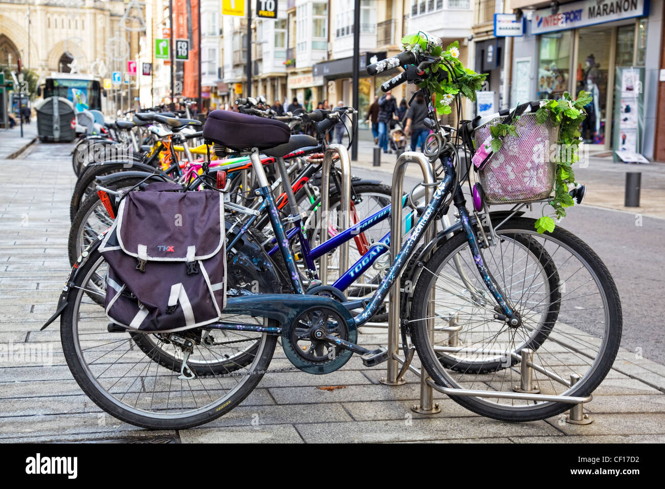 Bicycles parked in an urban view Stock Photo