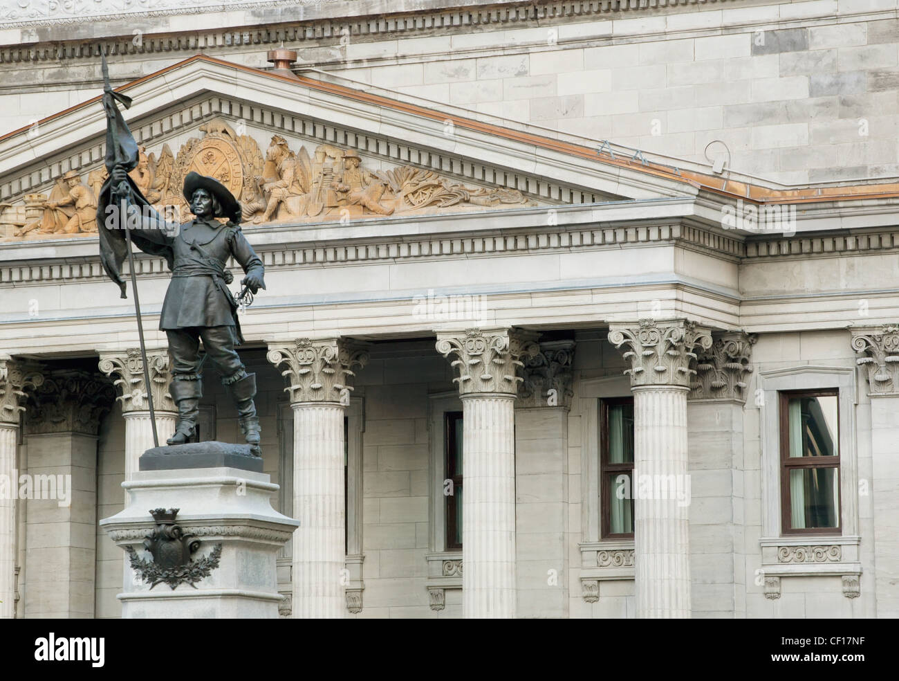 Maisonneuve Monument Statue At The Bank Of Montreal Building In Old