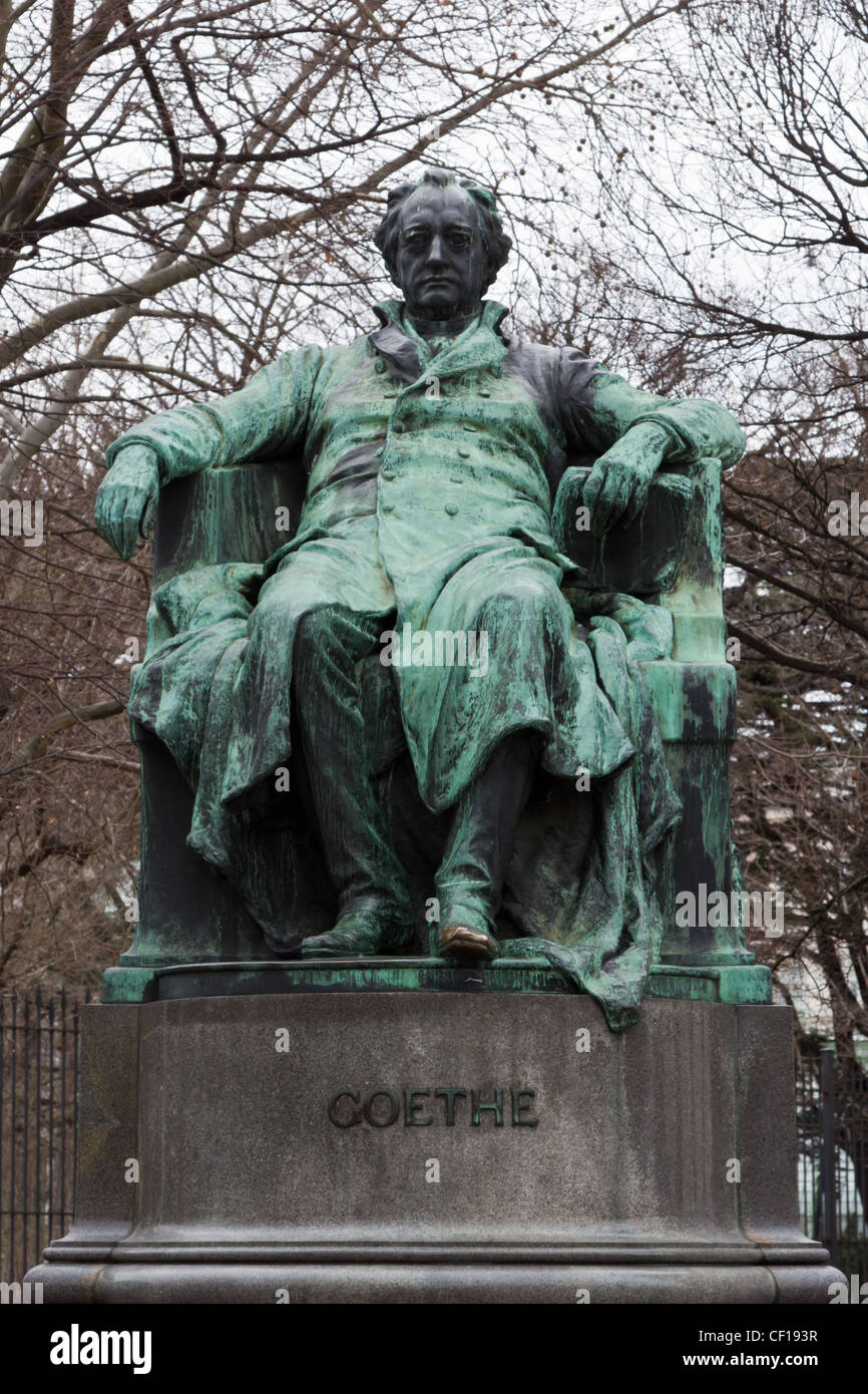 A sitting sculpture of the famous author Goethe in Vienna Stock Photo