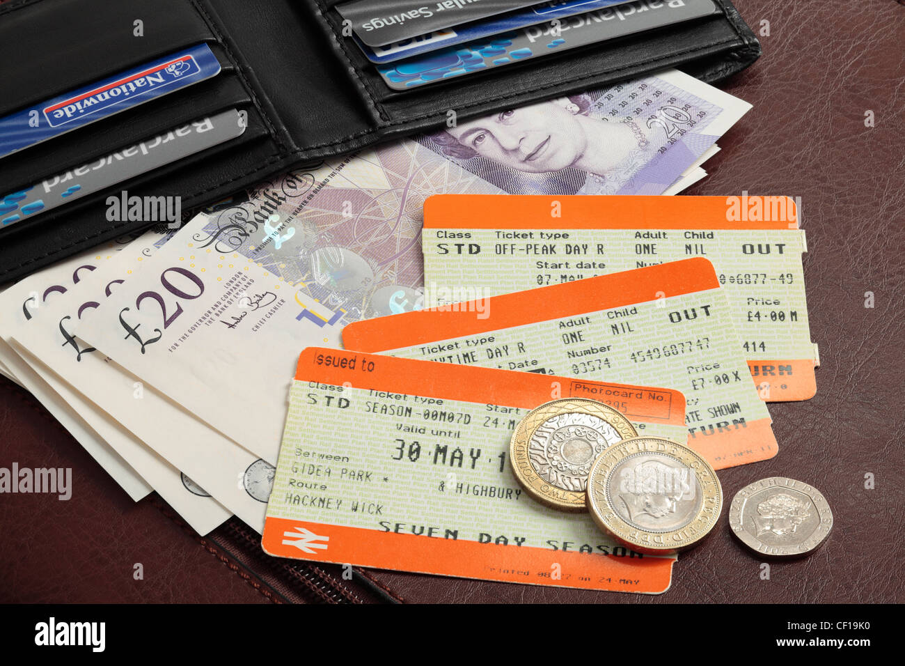 Train tickets - spiralling cost of rail fares. Stock Photo
