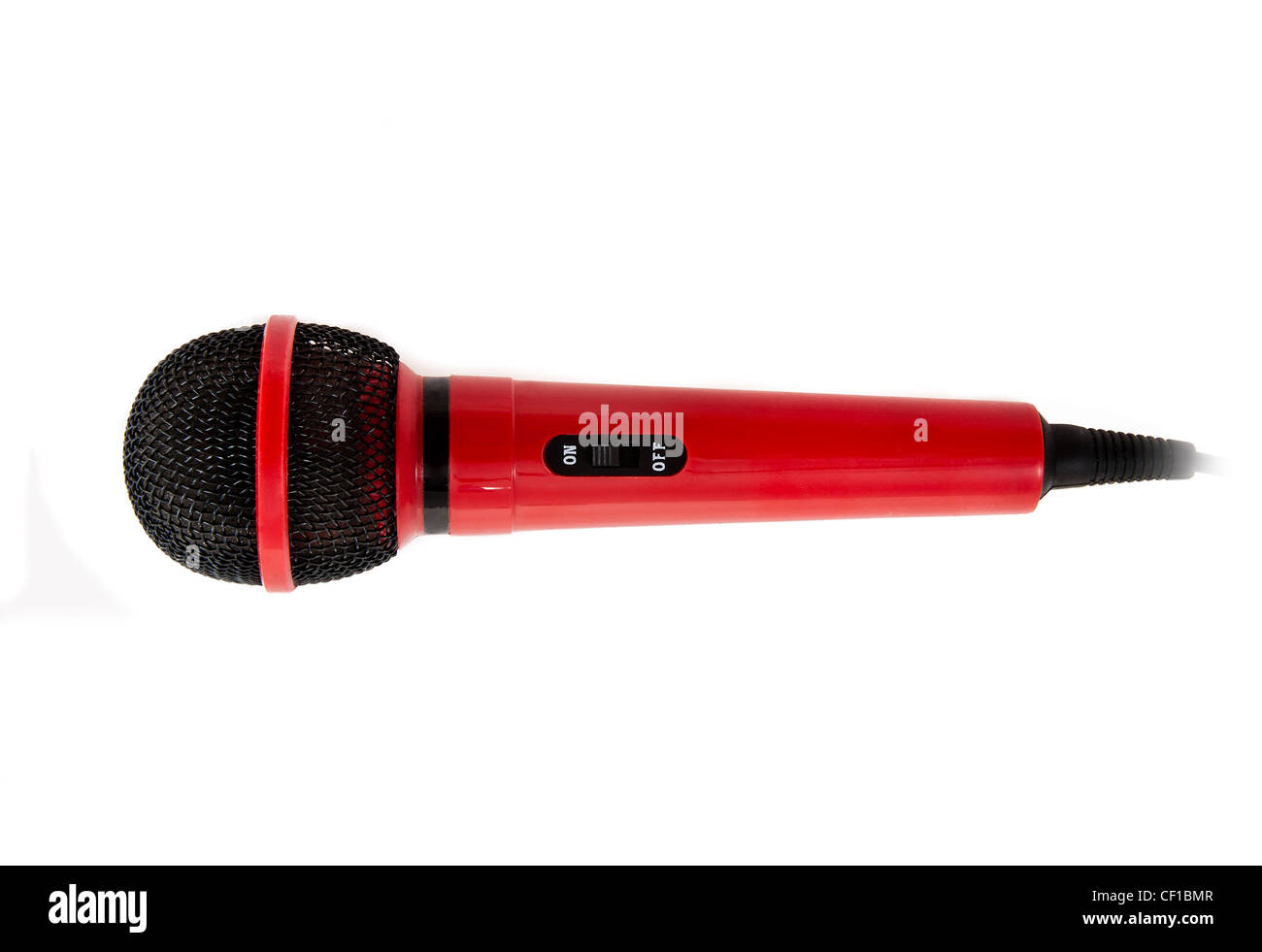 Inexpensive Microphone in red Stock Photo