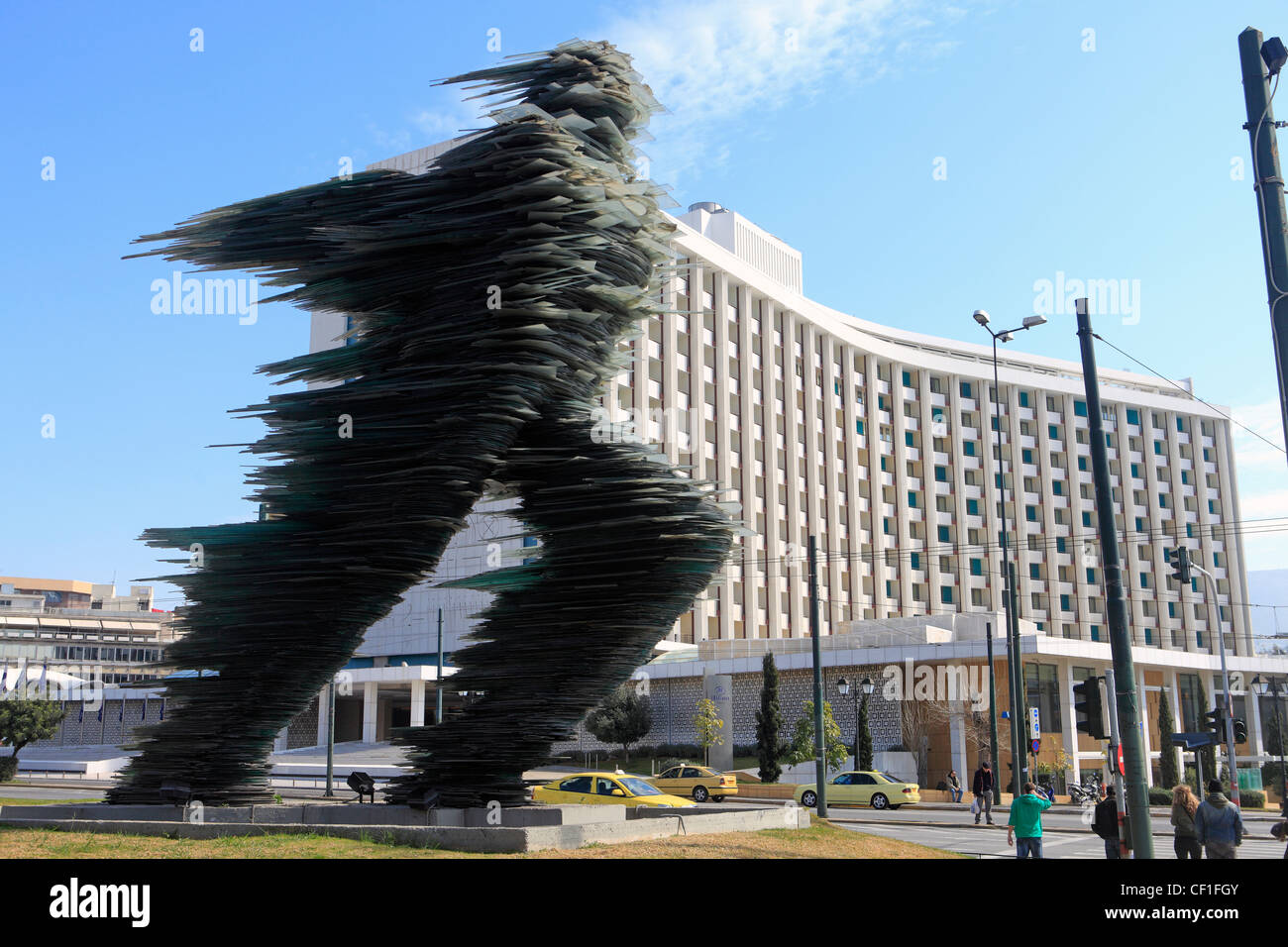 europe greece athens kifisias avenue the hilton hotel and stacked glass