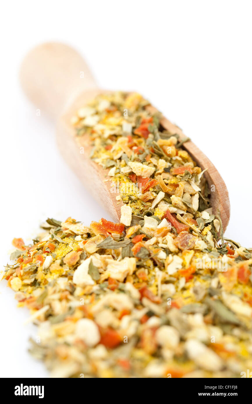 pile of mixed seasoning on white background Stock Photo Alamy