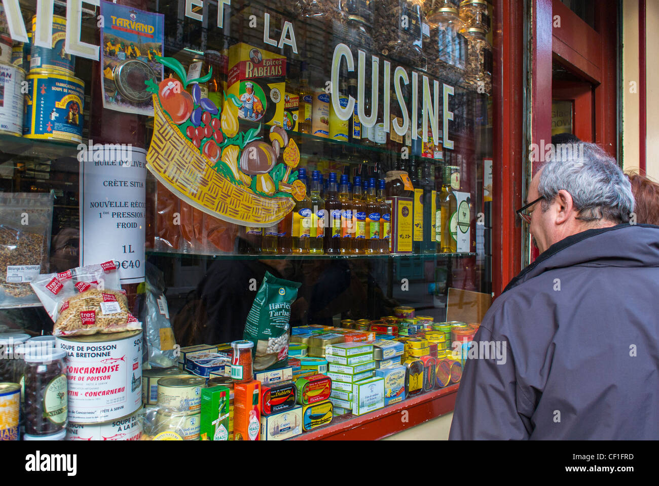 Paris, France, Man Window Shopping, French Grocery Store, in the