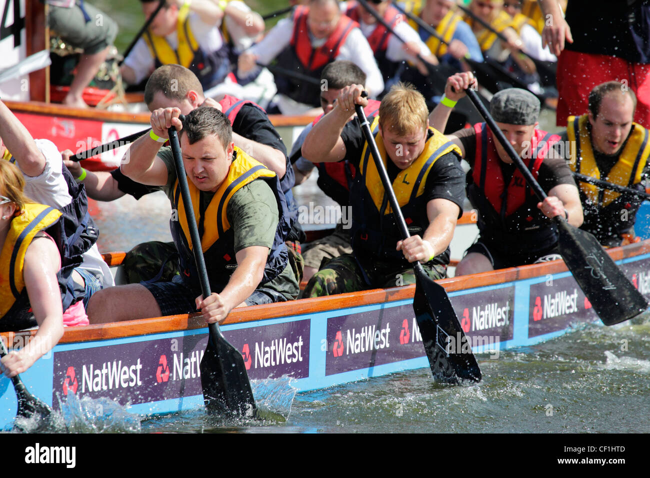 Dragon boat racing at the annual fund raising event on the River Thames at Abingdon 4. Stock Photo
