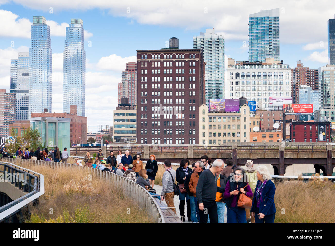 People walking on the High Line, Lower West Side, New York, United States of America Stock Photo