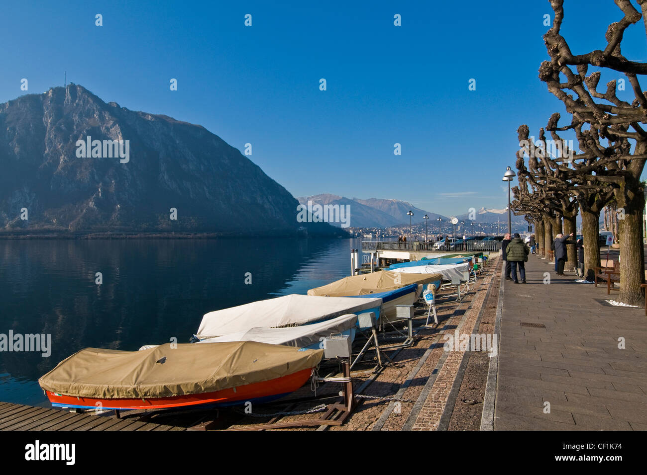 Lugano lake, Campione d'Italia, Italy Stock Photo