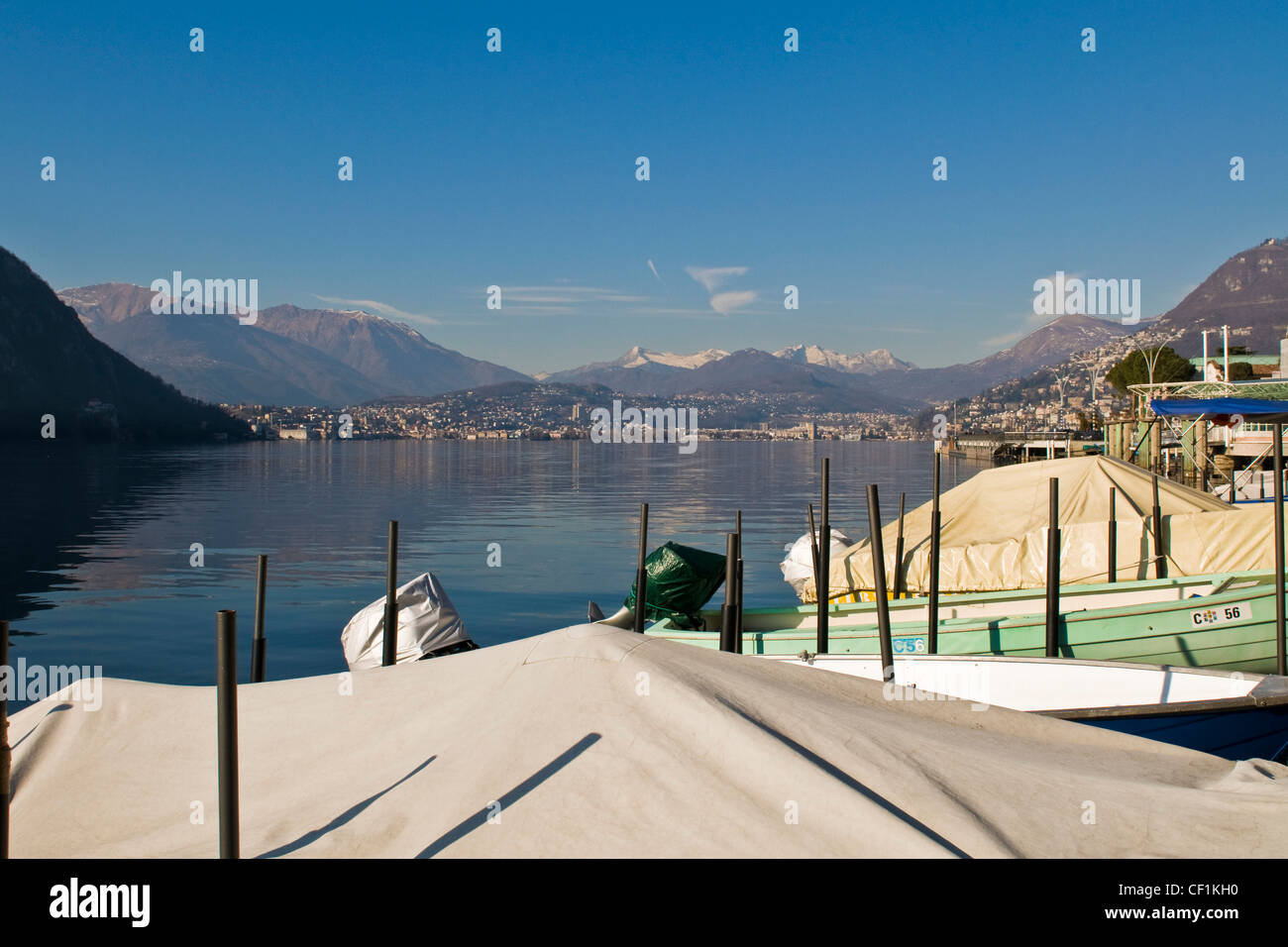 Lugano lake, Campione d'Italia, Italy Stock Photo