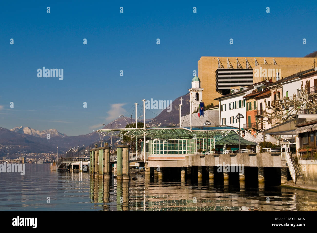 Lugano lake, Campione d'Italia, Italy Stock Photo