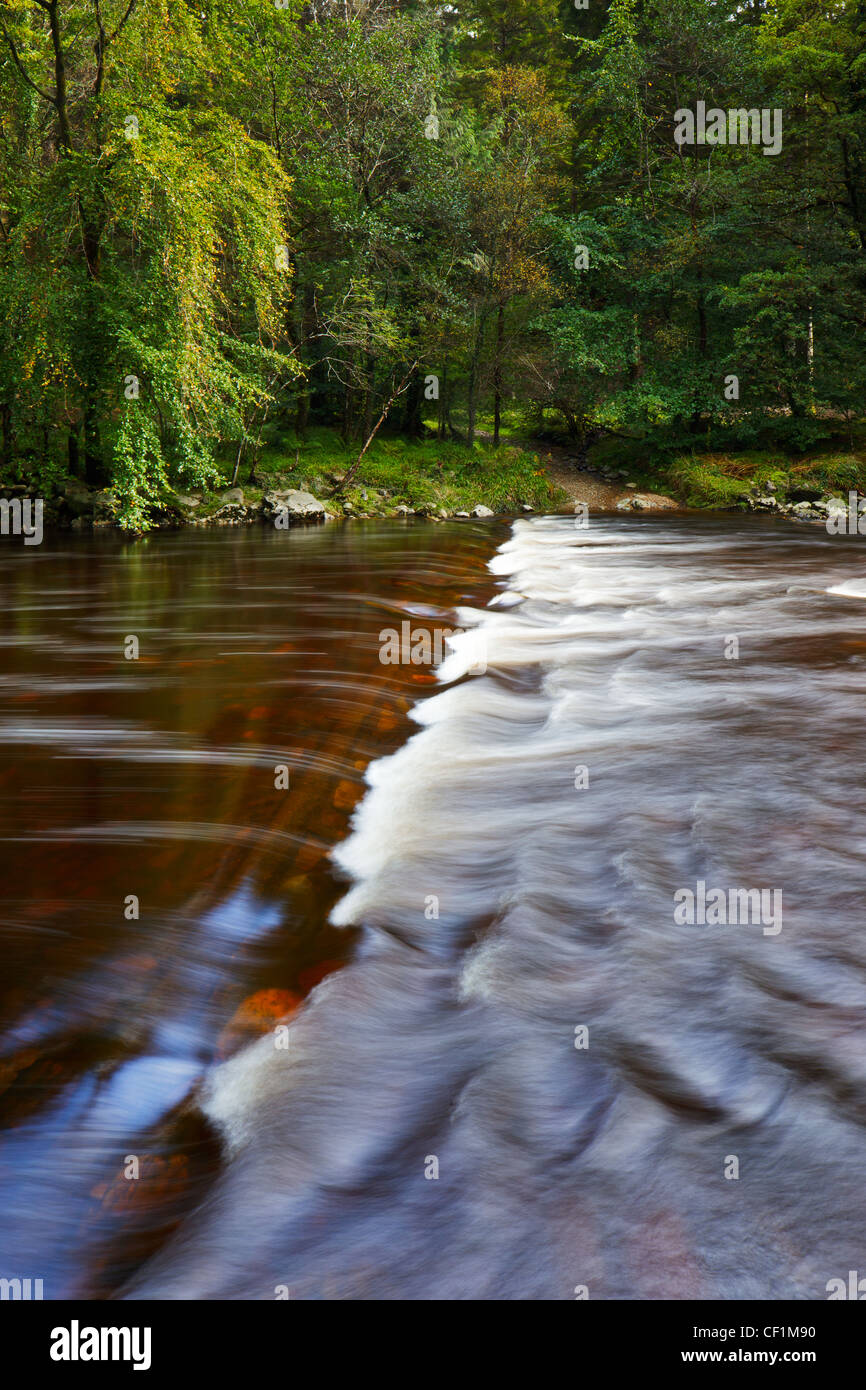 Ford on the fast flowing Mawdach river at Tydden Gwladys. Stock Photo