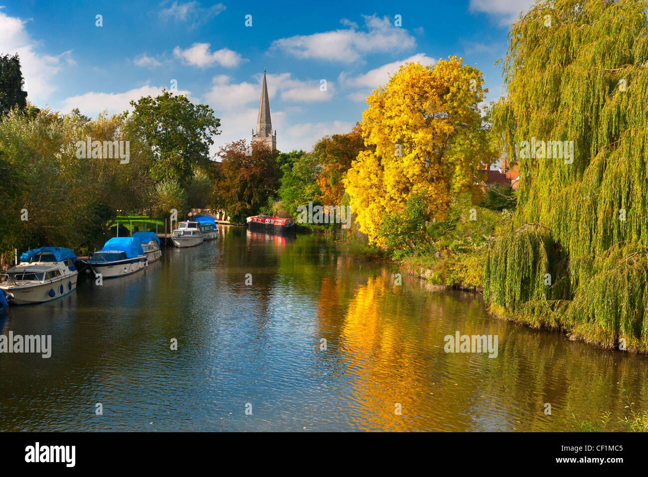 Autumnal colour on display along the River Thames at Abingdon 2. Stock Photo