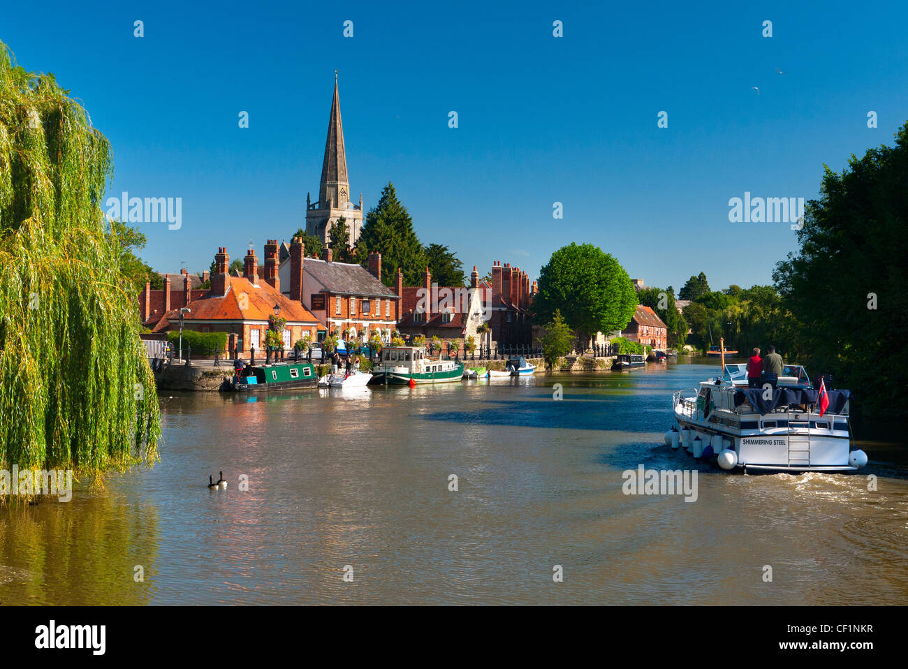 St Helen's Church overlooking boats on the River Thames in summer 2 Stock Photo
