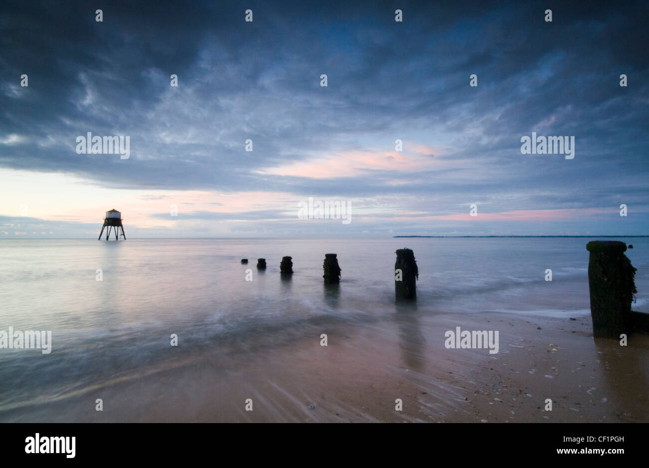 A view out to sea from Dovercourt Beach. The beach is a winner of the coveted European blue flag and is one of the UK's cleanest Stock Photo