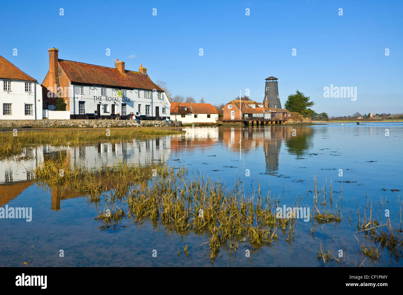 The Royal Oak and The Old Mill Langstone Chichester Harbour Hampshire UK Stock Photo