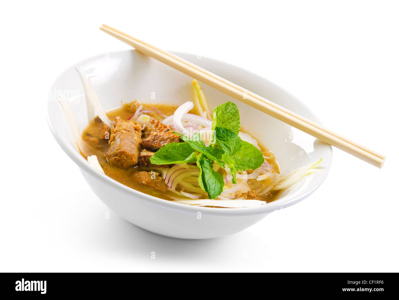 Famous Malaysian Spicy Soup Noodles, Penag Asam laksa Stock Photo