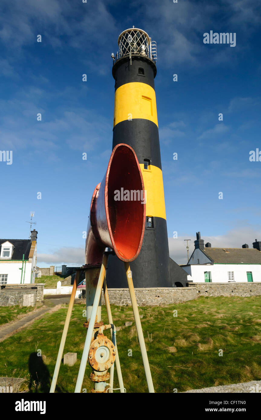 Foghorn at the lighthouse at St John's Point, most Easterly point in Ireland. Stock Photo