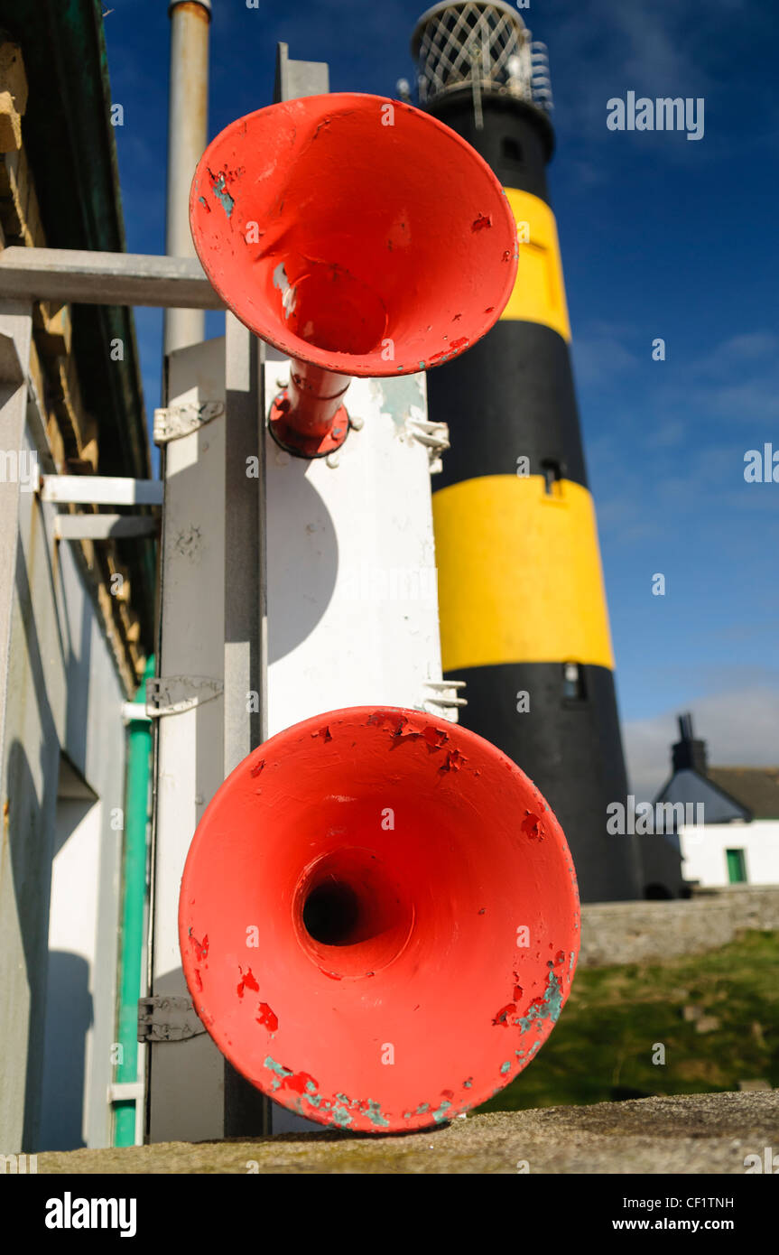 Foghorns at the lighthouse at St John's Point, most Easterly point in Ireland. Stock Photo