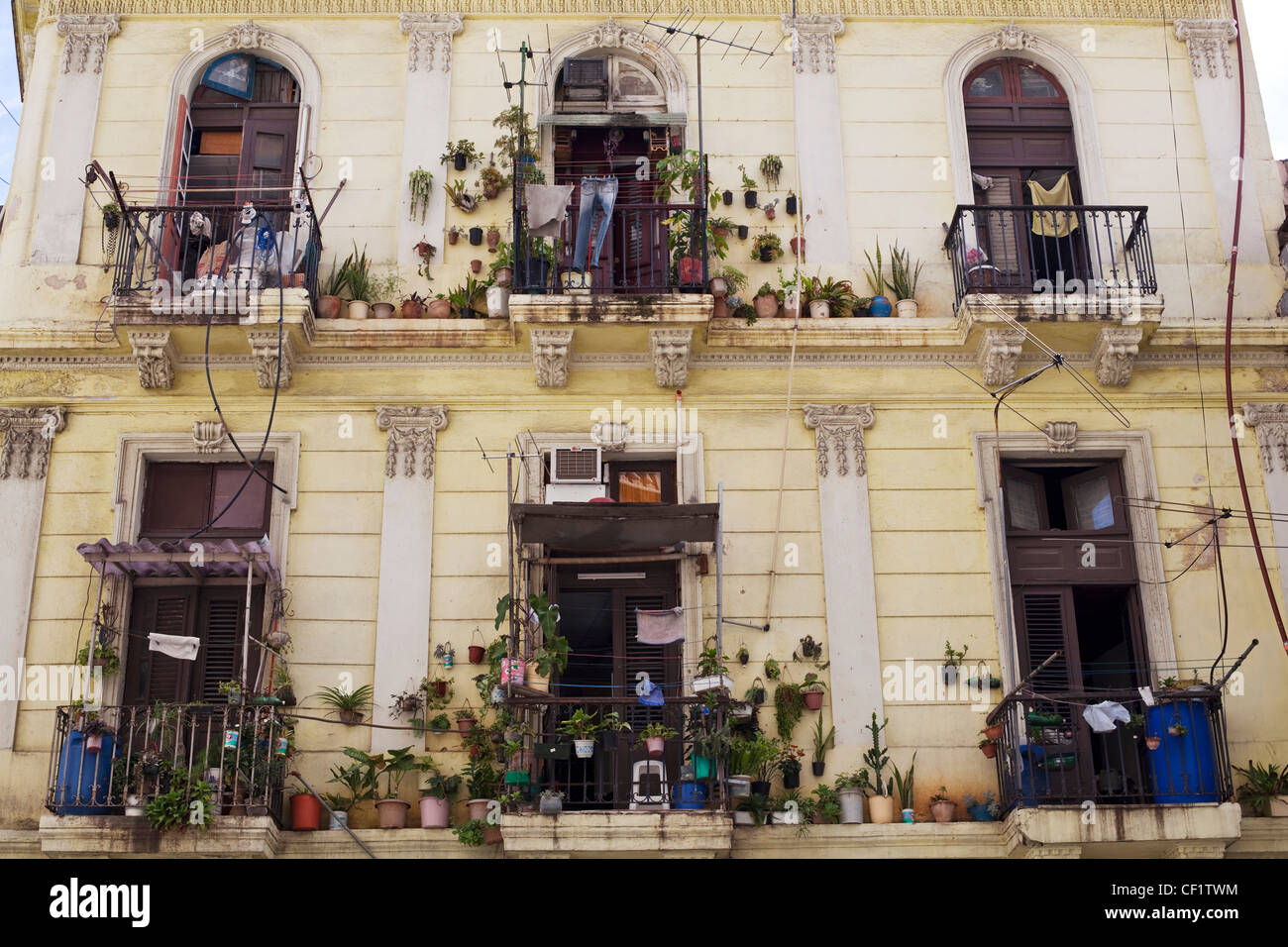 Exterior of an apartment block in Havana, Cuba Stock Photo