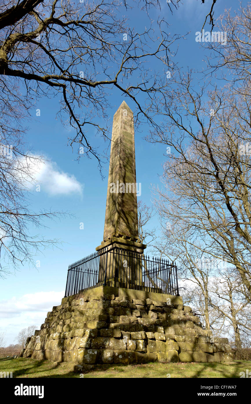 Monument standing at Naseby, Northamptonshire,UK, scene of the pivotal battle of The English Civil War in 1645 Stock Photo