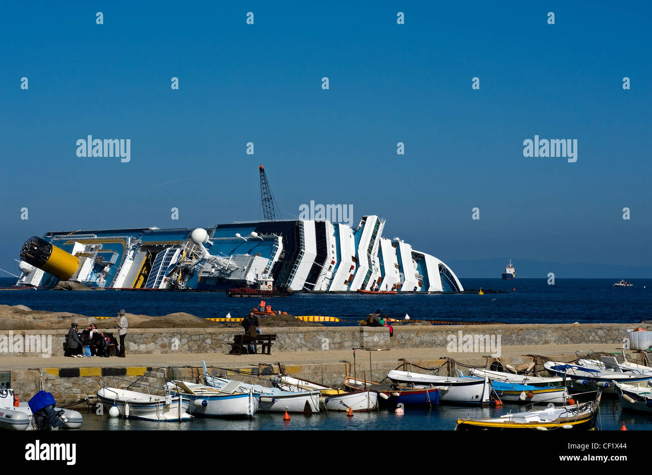 Costa Concordia ship wreck on Giglio Island, Tuscany, Italy Stock Photo