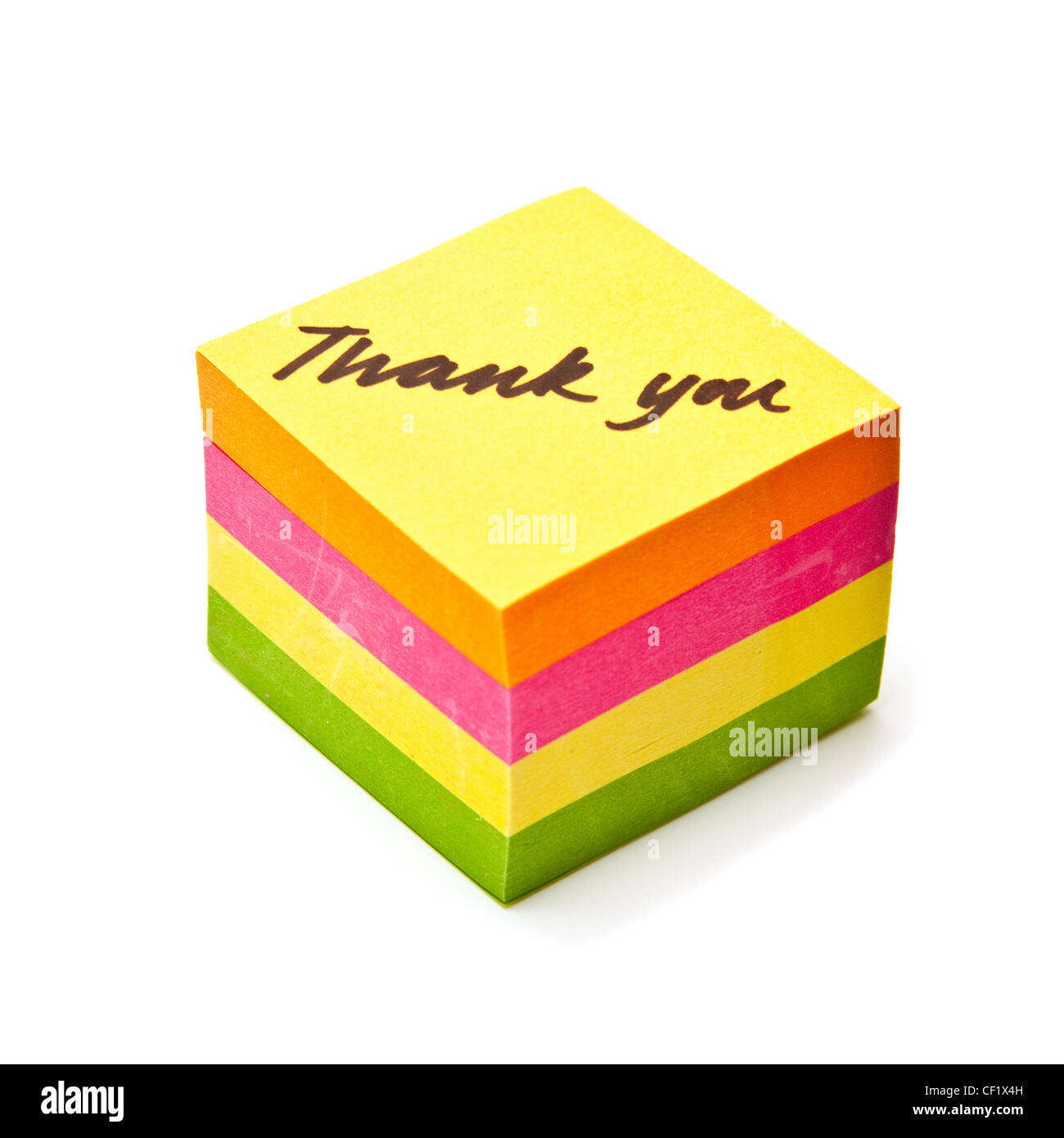 Thank You Note Written On A Sticky Note Pad Isolated On A White Studio Background Stock Photo Alamy