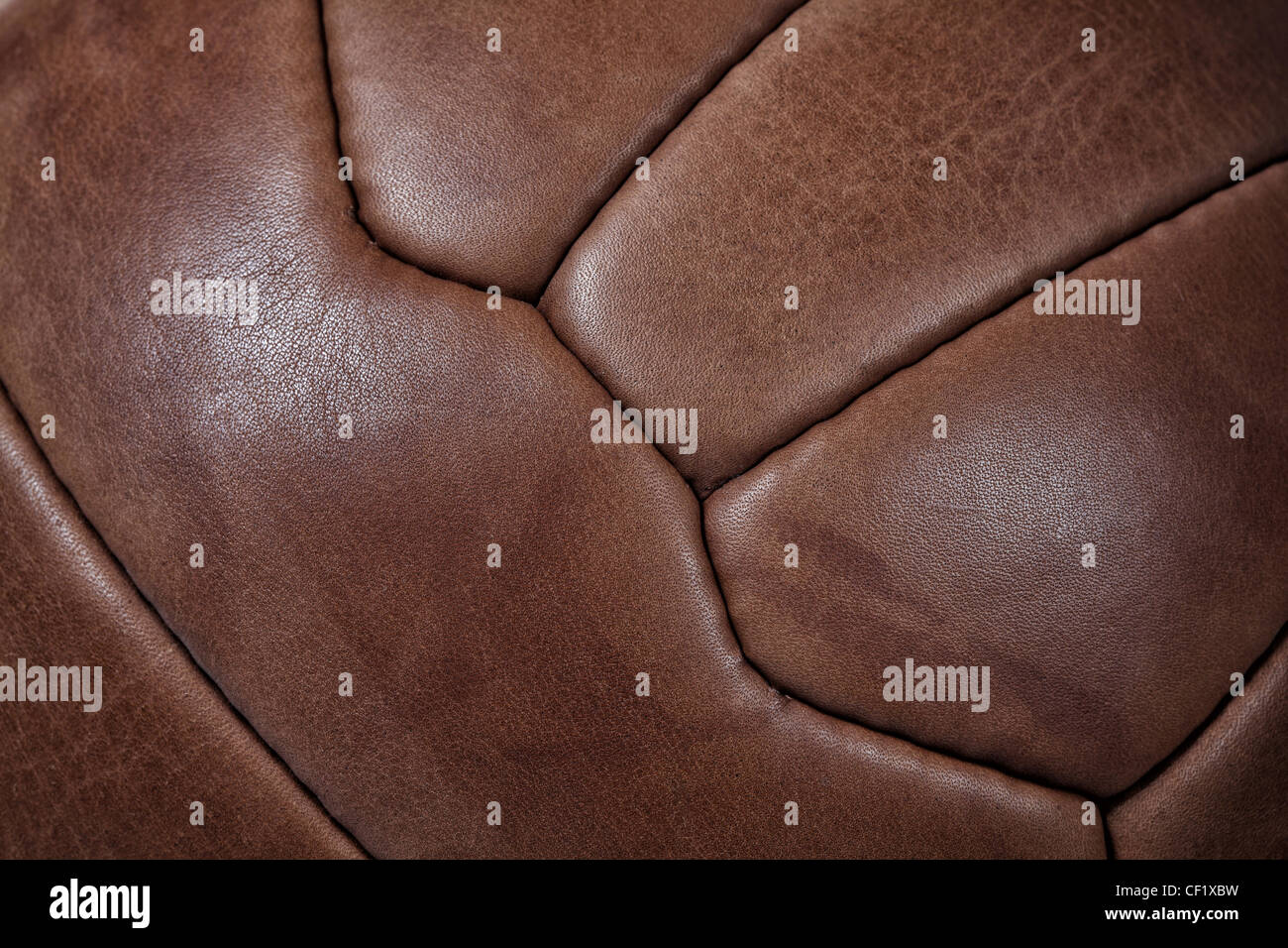 detail of leather soccer ball Stock Photo