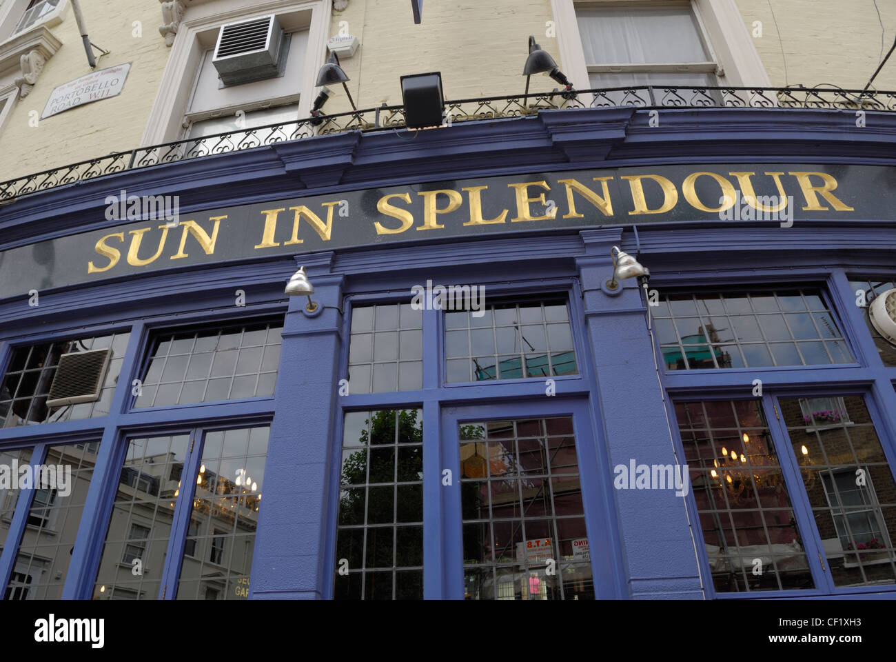 The front of the Sun in Splendour pub in Portobello Road, Notting Hill. The Sun in Splendour is