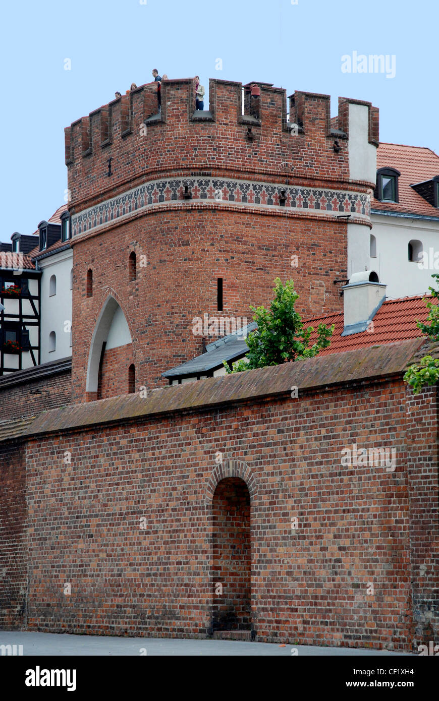 Bridge gate as a part of the city fortification of Torun. Stock Photo