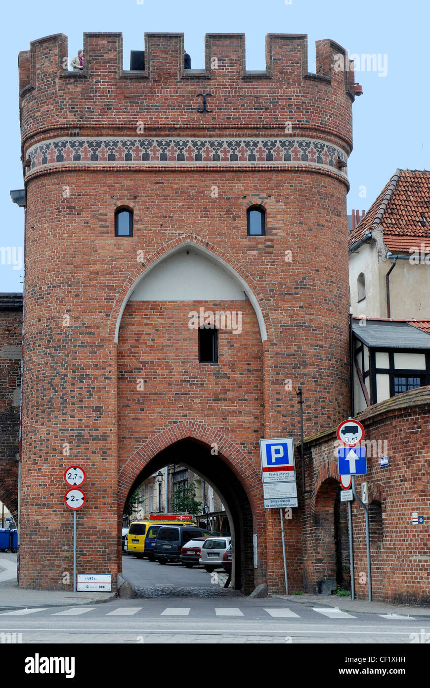 Bridge gate as a part of the city fortification of Torun. Stock Photo