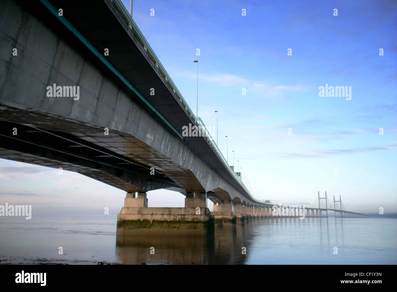 The Severn Bridge which joins England and South Wales. This, the new crossing or second bridge, was opened on 5 June 1996 by His Stock Photo