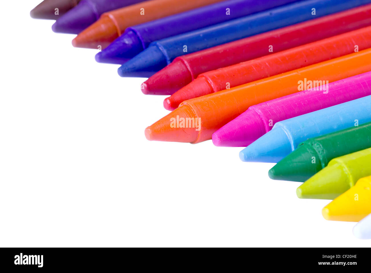 Colorful wax crayons isolated on white background Stock Photo - Alamy
