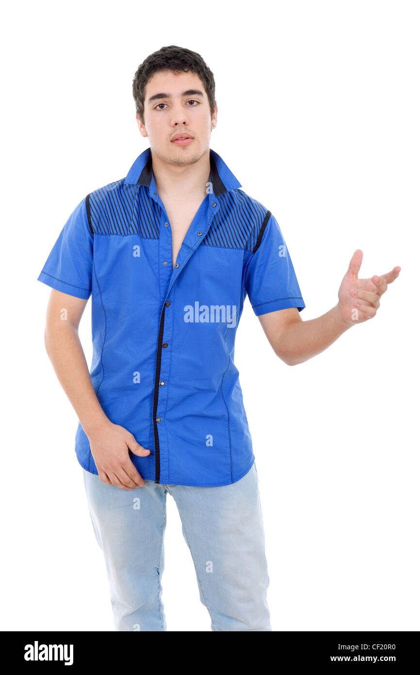 young casual man posing, isolated on white background Stock Photo - Alamy
