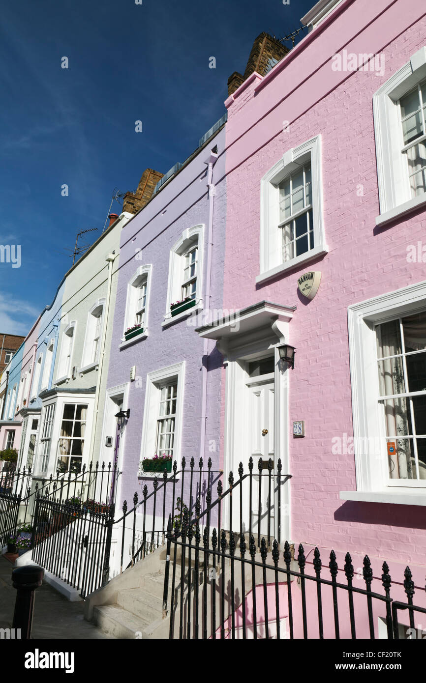 Pastel coloured terrace houses in Bywater Street Stock Photo Alamy