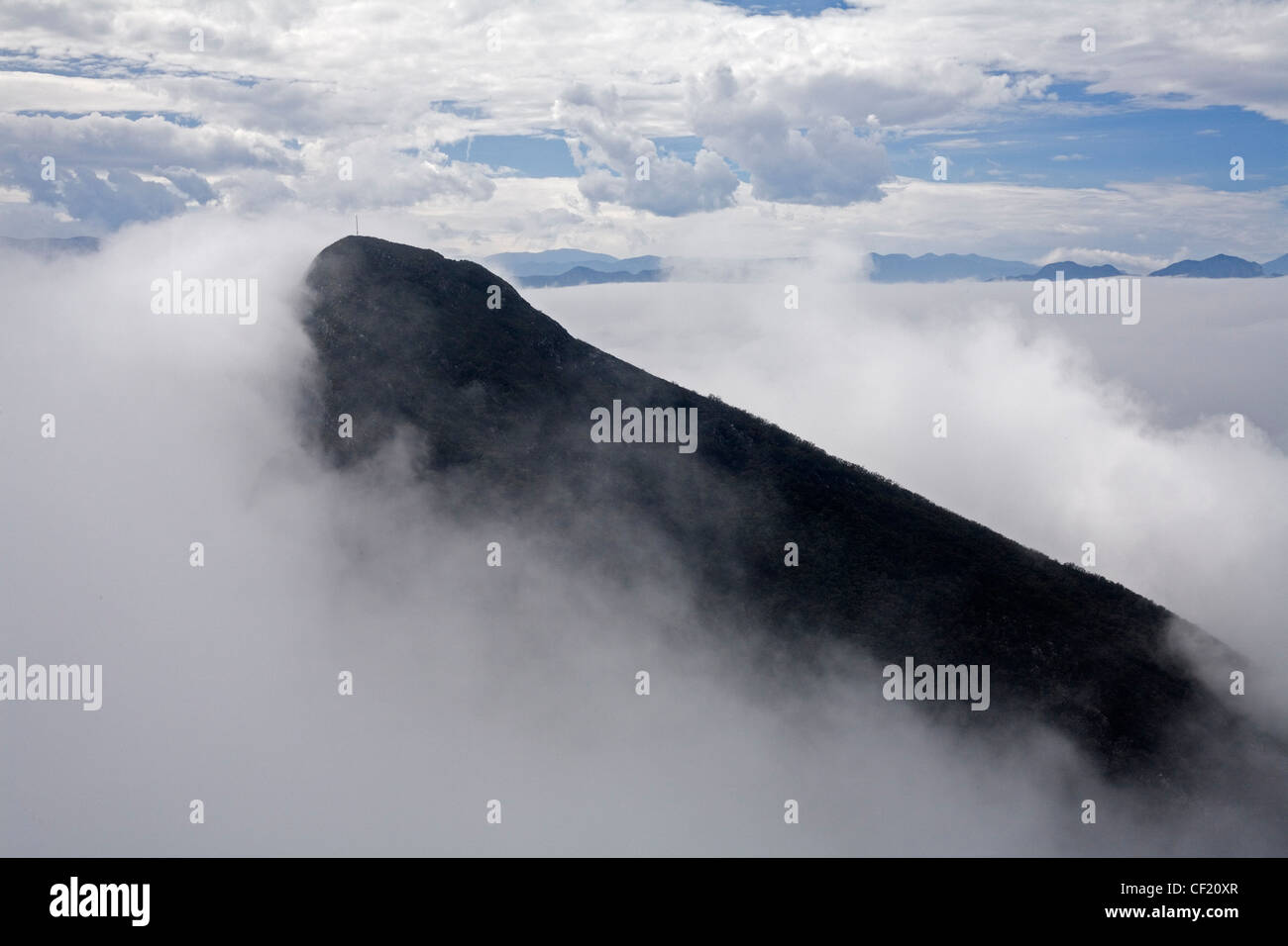 El Pico Norte or the North Peak of Cerro de la Silla, close to Monterrey, Mexico. Stock Photo