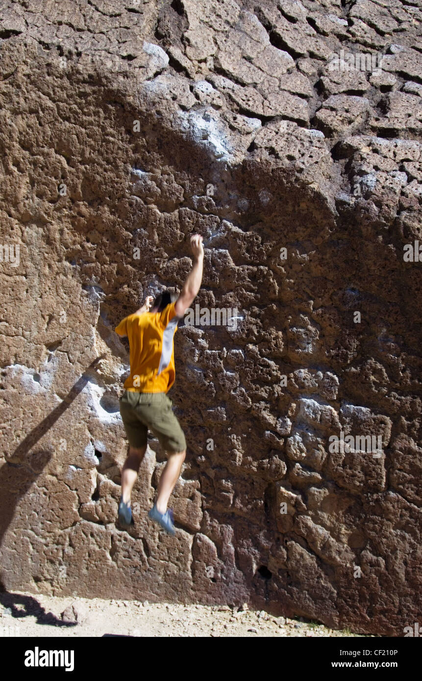 falling rock climber man with motion blur Stock Photo