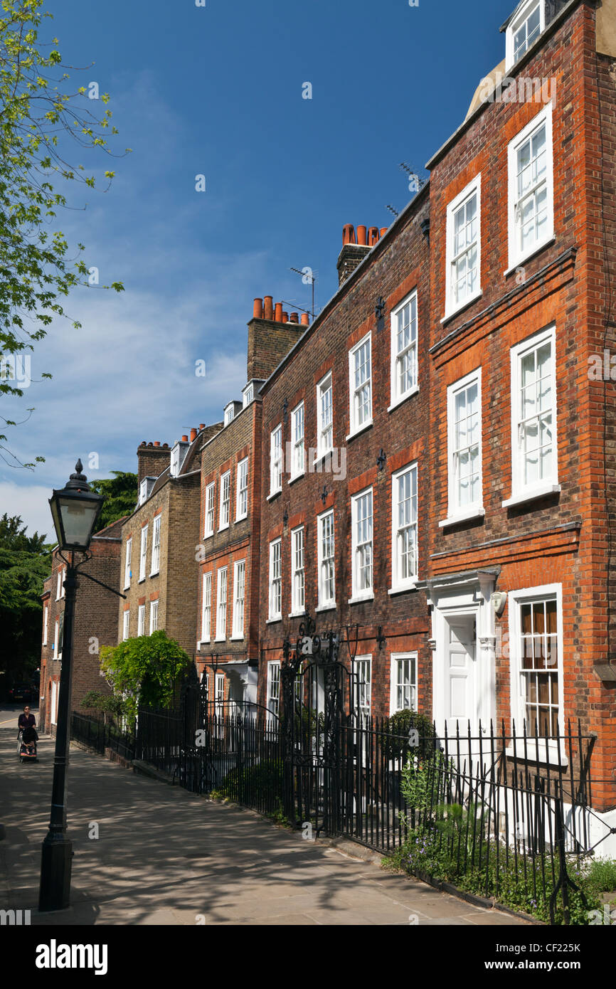 Elegant terraced houses in Church Row, Hampstead, one of the most