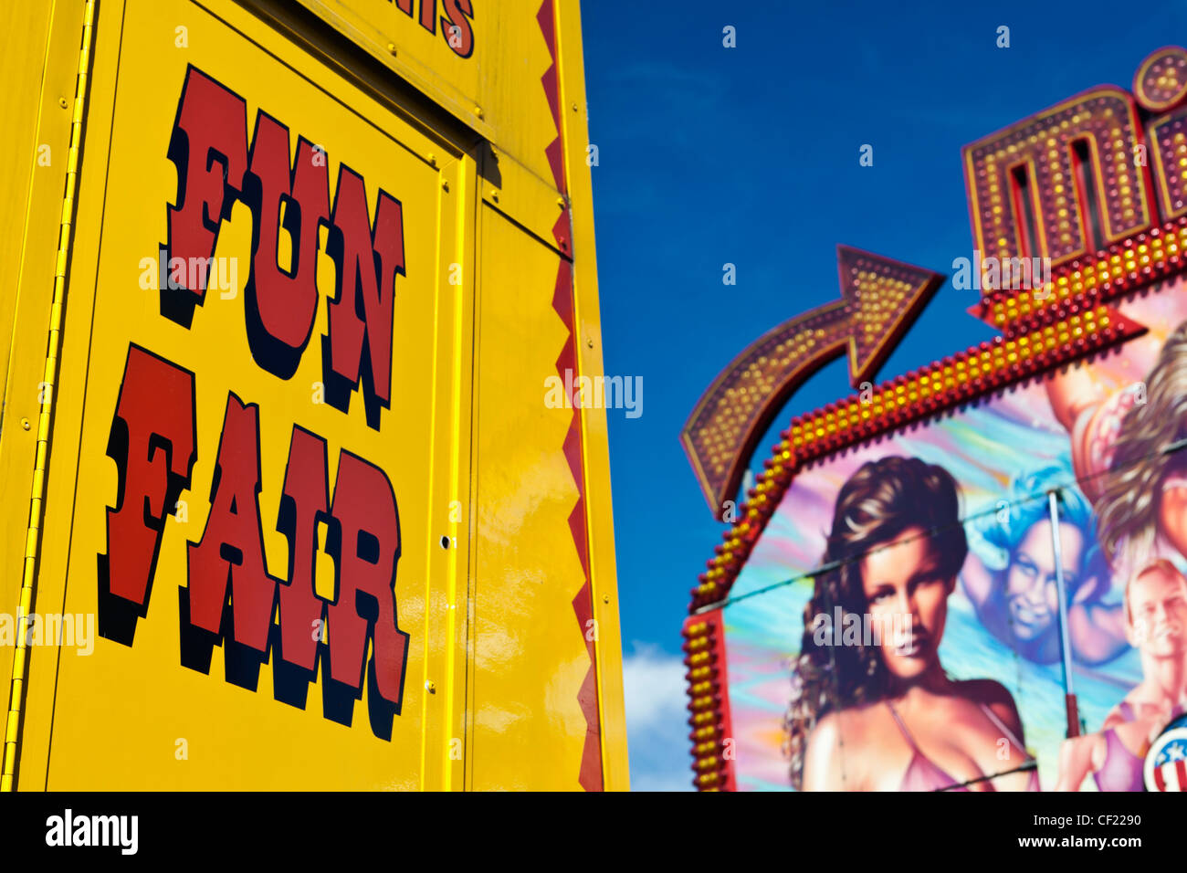 Fairground fun signs rides hi-res stock photography and images - Alamy
