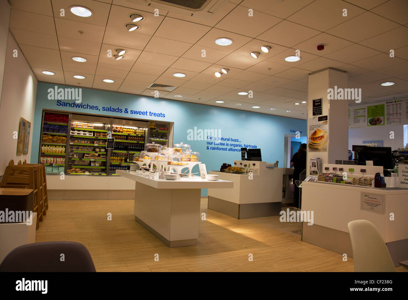 New look Marks & Spencers Cafe fresh clean modern cake stands food hall