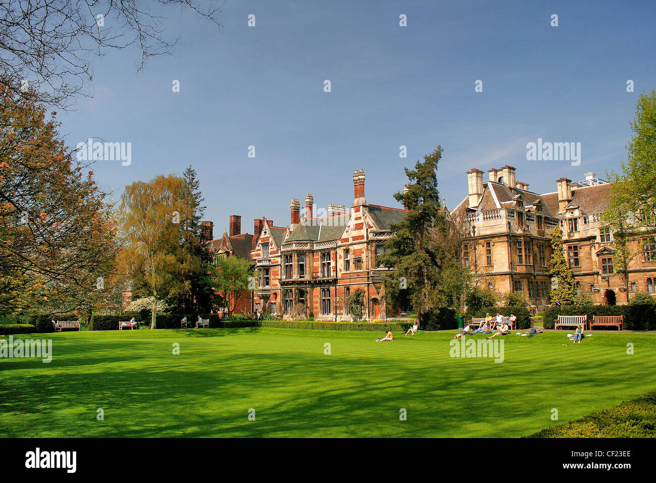 Summer view of a courtyard in Pembroke College University City of Cambridge, Cambridgeshire, England, UK Stock Photo