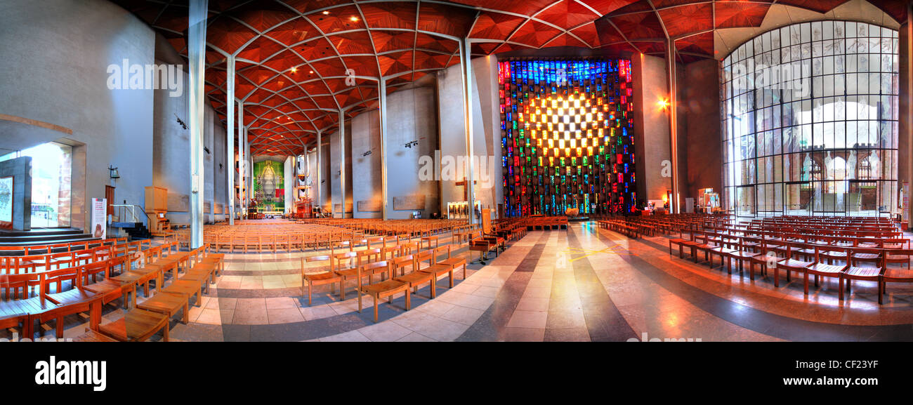 Coventry (New) Cathedral Interior Panorama view, Warwickshire, England UK Stock Photo