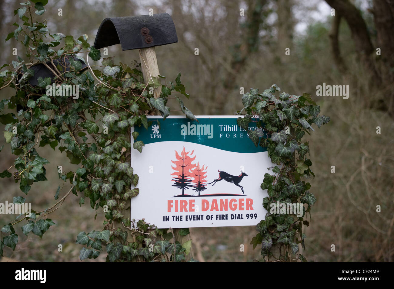 Fire Danger sign in woodland Stock Photo