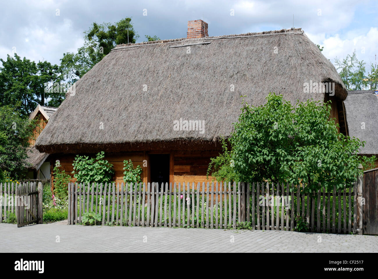 Farm house at the Farmhouse museum of Torun - Muzeum Etnograficzne. Stock Photo